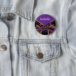 Cheerleader Outfit in Paars, goud en zwart Ronde Button 5,7 Cm