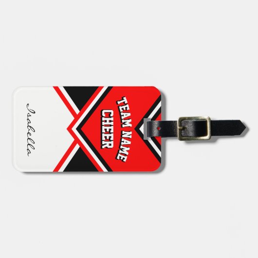 Cheerleader Outfit in Red, Black en White Bagagelabel (Voorkant horizontaal)