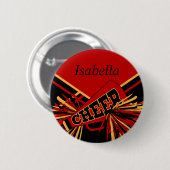 Cheerleader Outfit in Red, Gold en Black Ronde Button 5,7 Cm (Voorkant /achterkant)