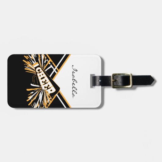 Cheerleader Outfit in White, Gold en Black Bagagelabel (Voorkant horizontaal)