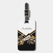 Cheerleader Outfit in White, Gold en Black Bagagelabel (Voorkant verticaal)
