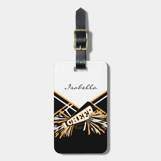 Cheerleader Outfit in White, Gold en Black Bagagelabel (Voorkant verticaal)