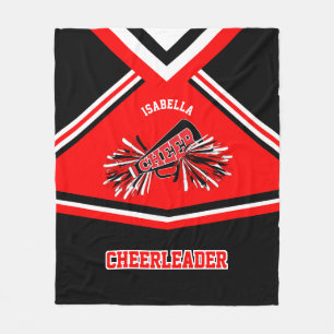 Cheerleader 📣 Outfit - Rood, wit en zwart Fleece Deken