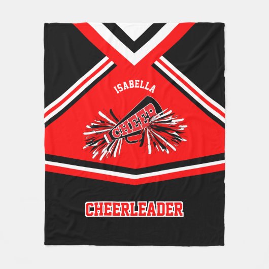 Cheerleader 📣 Outfit - Rood, wit en zwart Fleece Deken (Voorkant)