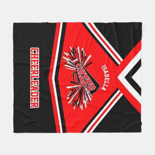 Cheerleader 📣 Outfit - Rood, wit en zwart Fleece Deken (Voorkant (Horizontaal))