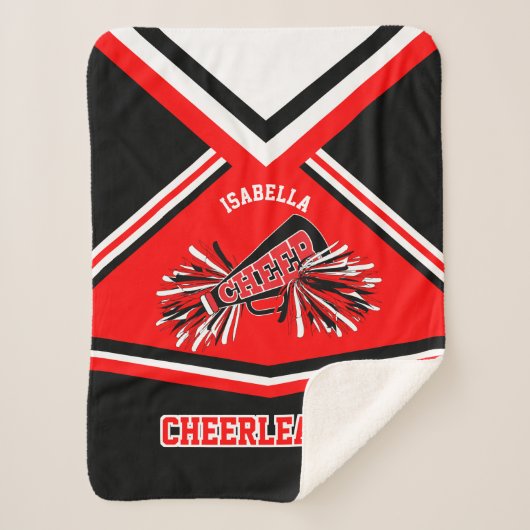 Cheerleader 📣 Outfit - Rood, wit en zwart Sherpa Deken (Voorkant)