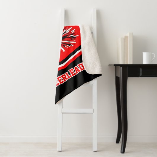 Cheerleader 📣 Outfit - Rood, wit en zwart Sherpa Deken (In situ)