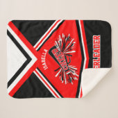 Cheerleader 📣 Outfit - Rood, wit en zwart Sherpa Deken (Voorkant (horizontaal))