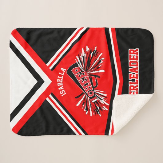 Cheerleader 📣 Outfit - Rood, wit en zwart Sherpa Deken (Voorkant (horizontaal))