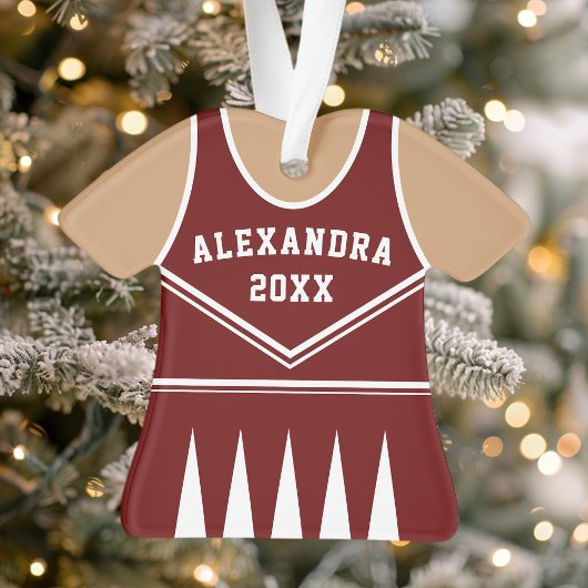 Cheerleader Outfit Varsity Team Maroon Uniform Ornament