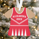 Cheerleader Outfit Varsity Team Uniform Red Ornament<br><div class="desc">Cheerleader Outfit Varsity Team verenigt Ornament. Dit cheerleader-ornament is perfect voor iedereen die op school speurt of van het juichen van sport houdt. Pas dit aangepaste ontwerp aan met uw eigen naam en jaar.</div>