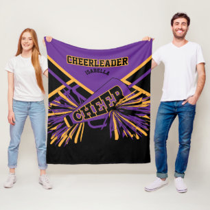 Cheerleader - Paars, goud en zwart Fleece Deken