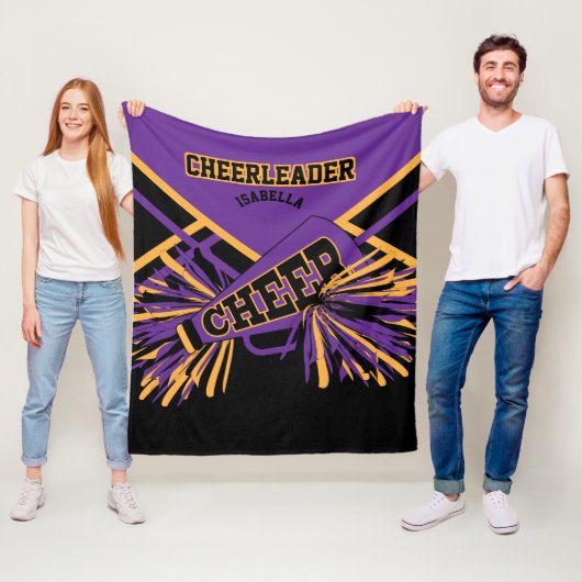 Cheerleader - Paars, goud en zwart Fleece Deken (In situ)