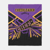Cheerleader - Paars, goud en zwart Fleece Deken (Voorkant)