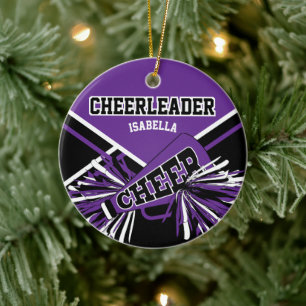 Cheerleader 📣 💖 - Paars, zwart en wit Keramisch Ornament