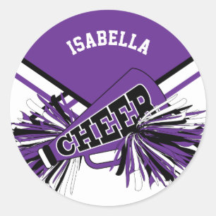 📣 Cheerleader - Paars, zwart en wit Ronde Sticker