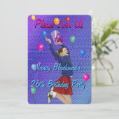 Cheerleader, Paarse en ballonnen Kaart (Staand voorkant)