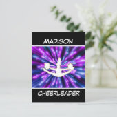 Cheerleader Paarse en Blue Explosion Briefkaart (Staand voorkant)