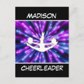 Cheerleader Paarse en Blue Explosion Briefkaart (Voorkant)