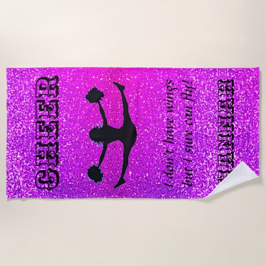 Cheerleader Paarse Sparkle Custom Beach Handdoek (Voorkant)