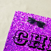 Cheerleader Paarse Sparkle Custom Beach Handdoek (In situ)
