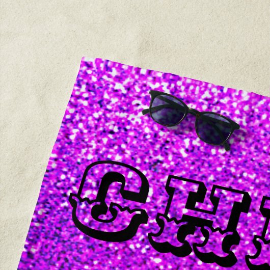 Cheerleader Paarse Sparkle Custom Beach Handdoek (In situ)