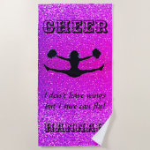 Cheerleader Paarse Sparkle Custom Beach Handdoek (Voorkant)