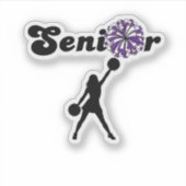 Cheerleader Paarse & Witte Pom Poms Sticker (Voorkant)