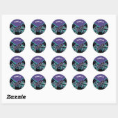 📣 Cheerleader - Paarse, zwarte, Blauwgroen en wit Ronde Sticker (Vel)