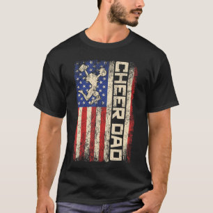 Cheerleader Papa Funny Cheer Papa Amerikaanse Vlag T-shirt