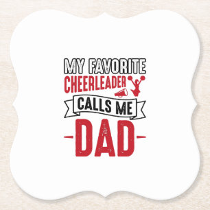 Cheerleader Papa Vintage Gravure Shirt Ontwerp_1 Kartonnen Onderzetters