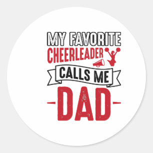 Cheerleader Papa Vintage Gravure Shirt Ontwerp_1 Ronde Sticker