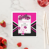 Cheerleader Party Hot Roze, Zwart, Wit Servet (Insitu)