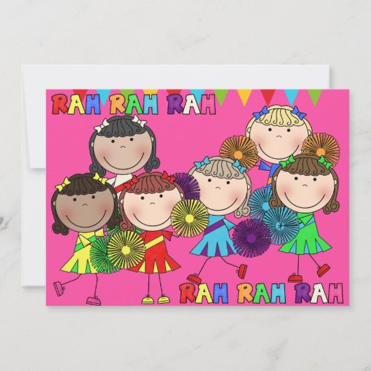 Cheerleader Party Party Birthday Invitation Kaart (Voorkant)