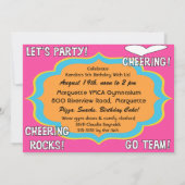 Cheerleader Party Party Birthday Invitation Kaart (Achterkant)