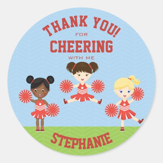 Cheerleader Party Ronde Sticker (Voorkant)