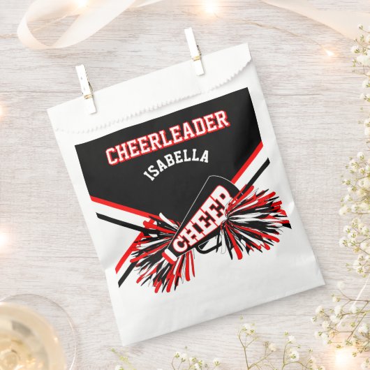 Cheerleader Party Zwart, Wit en Rood Bedankzakje (Geknipt)