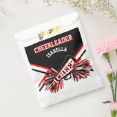 Cheerleader Party Zwart, Wit en Rood Bedankzakje (Gezegeld)