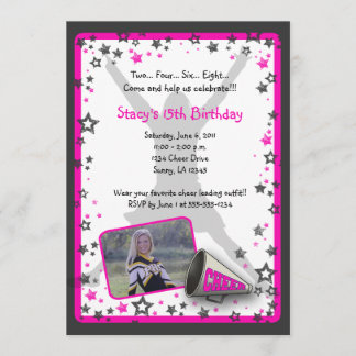 Cheerleader Photo Invitation Kaart