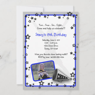 Cheerleader Photo Invitation Kaart