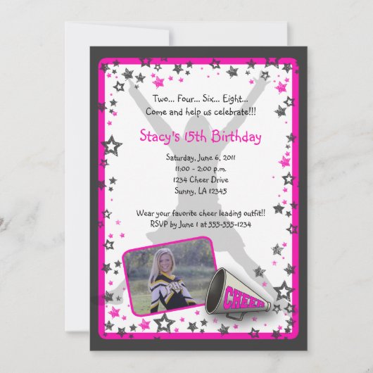 Cheerleader Photo Invitation Kaart (Voorkant)