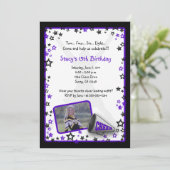 Cheerleader Photo Invitation Paars Kaart (Staand voorkant)