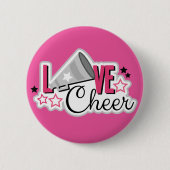 Cheerleader Pin "Love Cheer" Ronde Button 5,7 Cm (Voorkant)