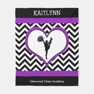 Cheerleader / Pom Chevron Heart met Monogram Fleece Deken