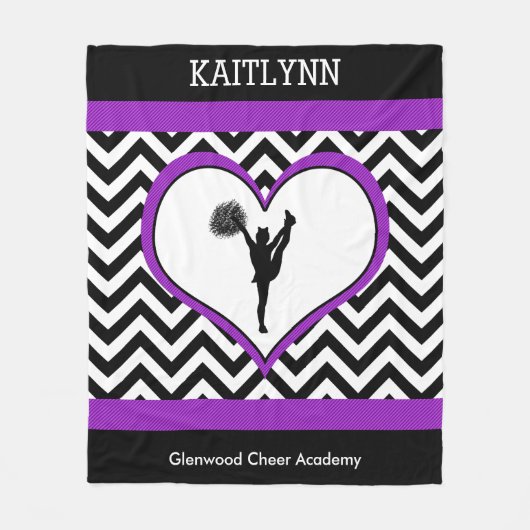 Cheerleader / Pom Chevron Heart met Monogram Fleece Deken (Voorkant)