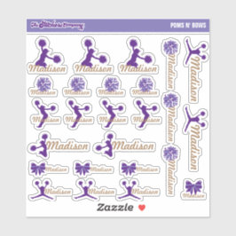 Cheerleader Pom Labels Gepersonaliseerd | School
