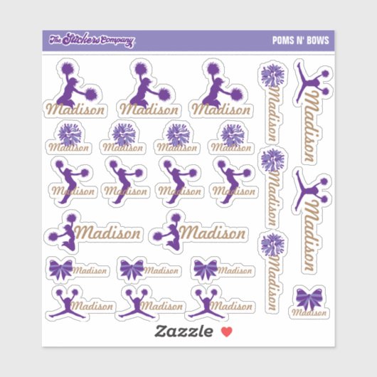 Cheerleader Pom Labels Gepersonaliseerd | School (Vel)