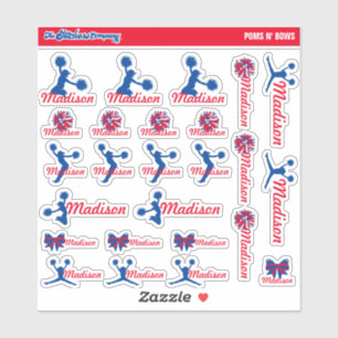 Cheerleader Pom Labels Gepersonaliseerd   School