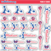 Cheerleader Pom Labels Gepersonaliseerd | School (Voorkant)