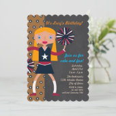 Cheerleader Pompoms meisje Birthday Party Kaart (Staand voorkant)